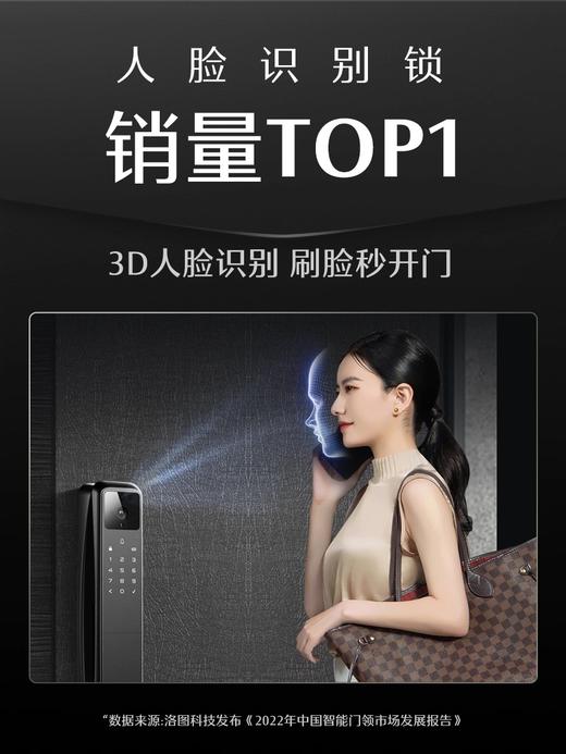 LR【德施曼Q50FMax哨兵版3D人脸识别猫眼大屏智能锁指纹密码锁】DSM 商品图3