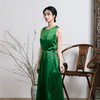 荷言HEYEN新中式绿玉篁时尚浮云纹绿色无袖连衣裙真丝桑蚕丝显瘦长裙 商品缩略图0