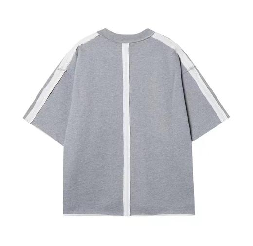 T831夏季时尚新款潮流拼接做旧男女短袖百搭休闲上衣简约宽松T恤 商品图1