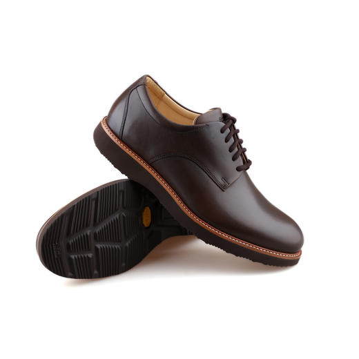 限时特价——经典款葡萄牙原产手工制作高品质舒适男士德比商务休闲皮鞋褐色M2100（超轻款） 商品图5