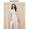 MAXRIENY浪漫复古氛围感蕾丝钉珠连衣裙2024夏季新款V领开叉长裙(货号:MS85DR029) 商品缩略图1