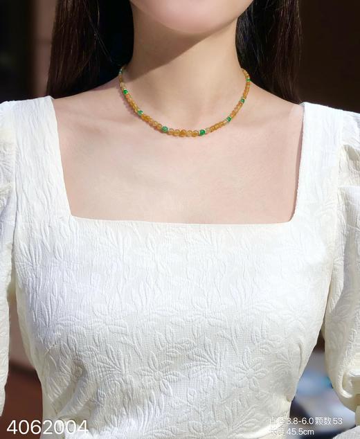 4062004，近玻璃黄翡珠子套链。具体价格微信咨询 商品图4