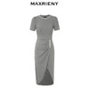 【商场同款】MAXRIENY精致轻奢感不对称抽褶连衣裙修身遮肉开叉裙(货号:MC88DR334) 商品缩略图4