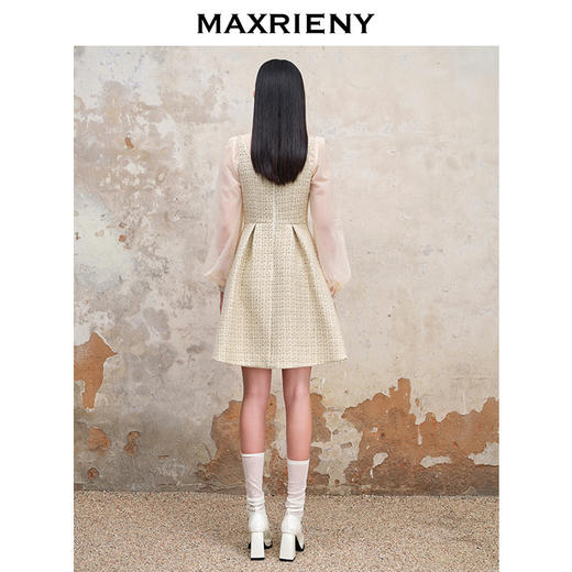 MAXRIENY名媛千金小香风背带连衣裙23早秋修身显瘦裙子约会小裙子(货号:MS88DR501) 商品图3