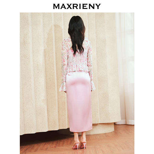 MAXRIENY法式优雅浪漫感碎花外套2024春季新款绑带桑蚕丝上衣女(货号:MS85JA012) 商品图3