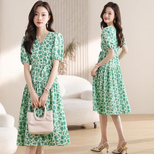 盐系法式复古碎花连衣裙女夏2024新款气质收腰显瘦雪纺初恋长裙子 商品图0