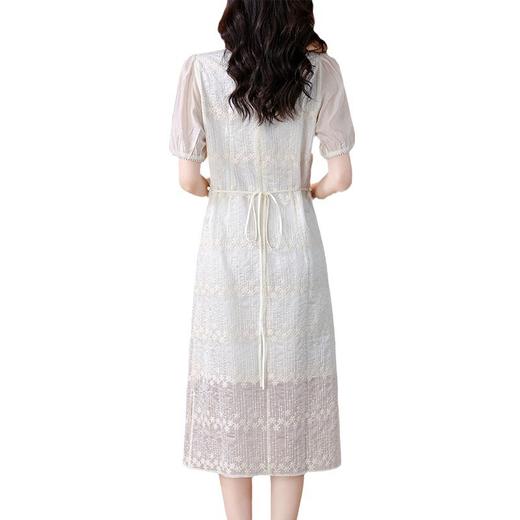 AHM-8266新中式白色改良版旗袍夏季新款高级感气质淑女中长裙 商品图4