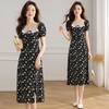 黑色碎花连衣裙女夏短袖2024新款女装法式小众小雏菊茶歇中长裙子 商品缩略图1