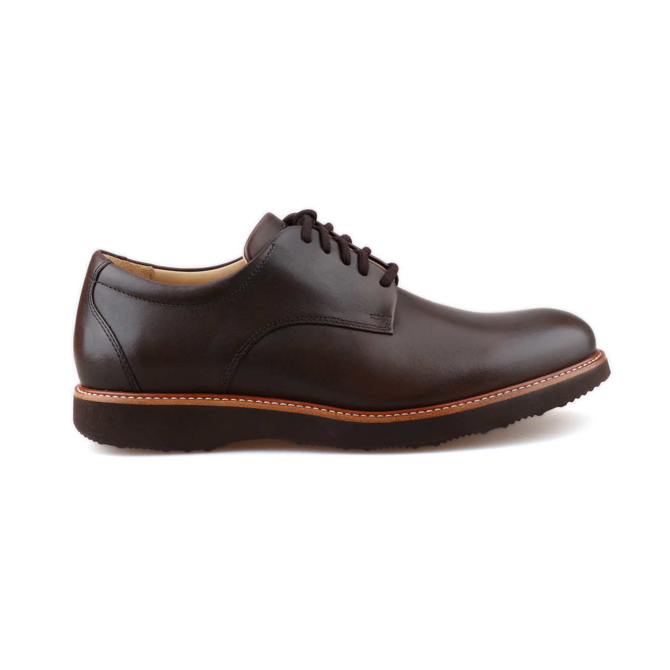 限时特价——经典款葡萄牙原产手工制作高品质舒适男士德比商务休闲皮鞋褐色M2100（超轻款）