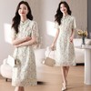 新中式国风雪纺连衣裙女短袖2024夏新款复古修身显瘦中长款碎花裙 商品缩略图0