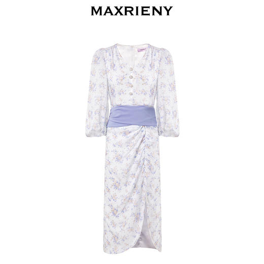 MAXRIENY清新碎花腰封设计感连衣裙收腰显瘦仙美度假风裙子(货号:MS88DR533) 商品图4