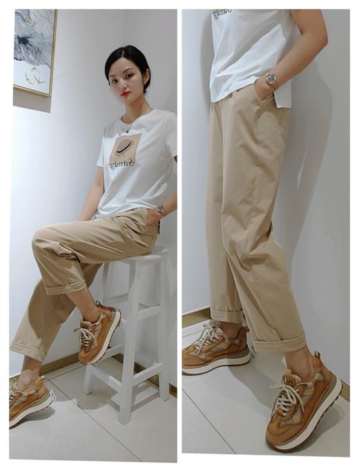 402351腰头贴布字母男友裤翻边裤 商品图1