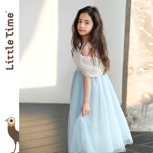 littletime女童连衣裙2024春夏新款短袖中大儿童洋气泡泡袖公主裙 商品图1