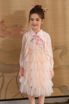 粉色菱格针织小开衫