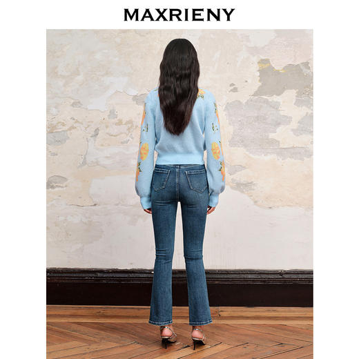 【商场同款】MAXRIENY精致复古微喇牛仔裤2023秋冬新款开叉小脚裤(货号:MC88PA552) 商品图3