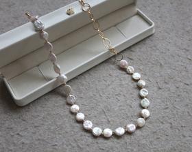 年少不知珍珠美 哈！出口订单 天然淡水 巴洛克 纽扣 多种戴法的 项链