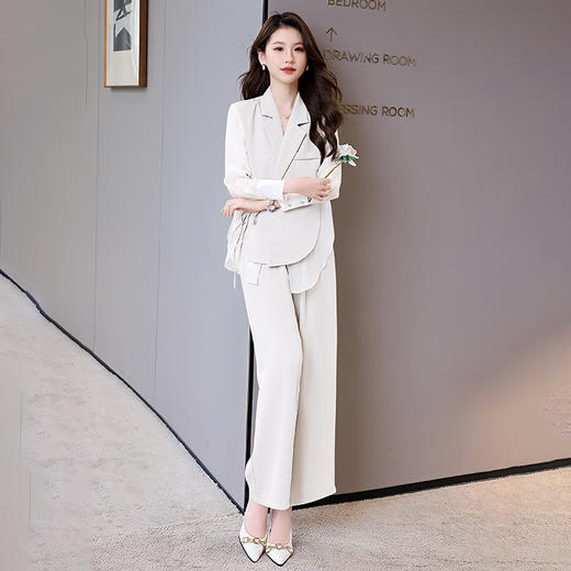 优雅新中式，拼接改良西装外套阔腿裤两件套HR-KJFA862 商品图8