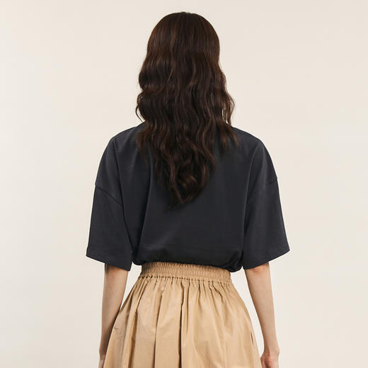 谜底宽松T恤短袖女2024年夏季新款趣味绣花圆领百搭上衣242MT0528 商品图2