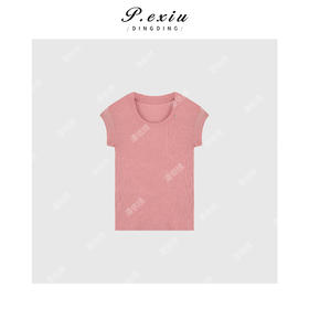 PanYiXiu/潘依绣天丝醋酸 修身U领螺纹糖果色针织上衣 W-62077