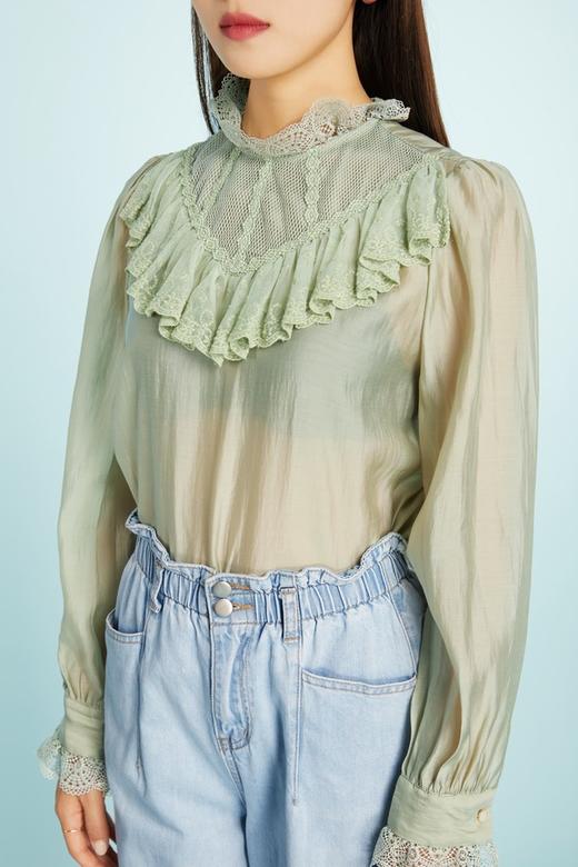 Le Malene 时尚薄荷绿微透减龄上衣 11281 商品图3