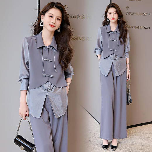 新中式西装，防晒宽松减龄西服西裤两件套HR-KJFA860 商品图0