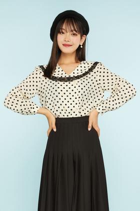 amadella 波点蕾丝花边上衣 11332