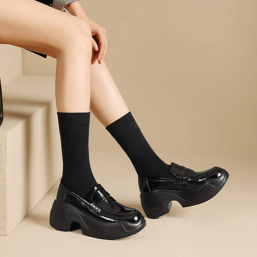 OLD-930厚底小皮鞋秋季新款黑色学院英伦风jk鞋子女系带休闲单鞋 商品图1