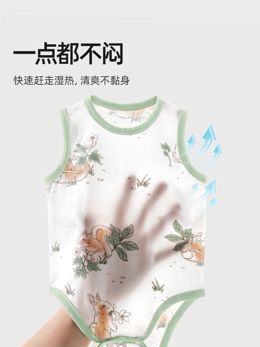 贝肽斯婴儿包屁衣夏季薄款新生儿宝宝优可丝无袖背心连体哈衣爬服 商品图3