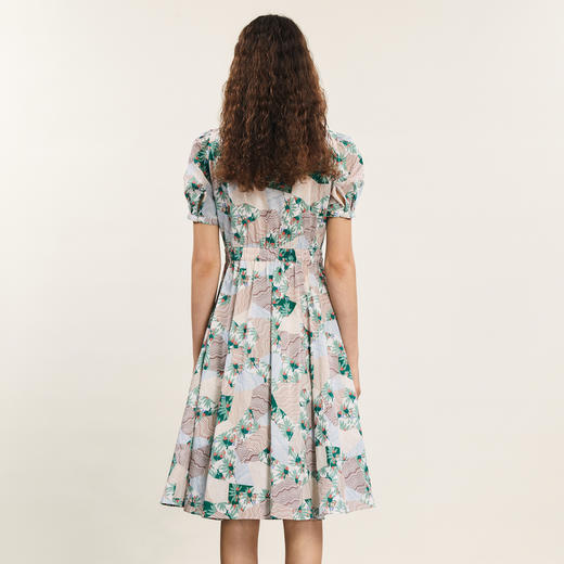 谜底碎花连衣裙短袖女2024年夏款文艺风主题印花中长裙242ML0617 商品图2