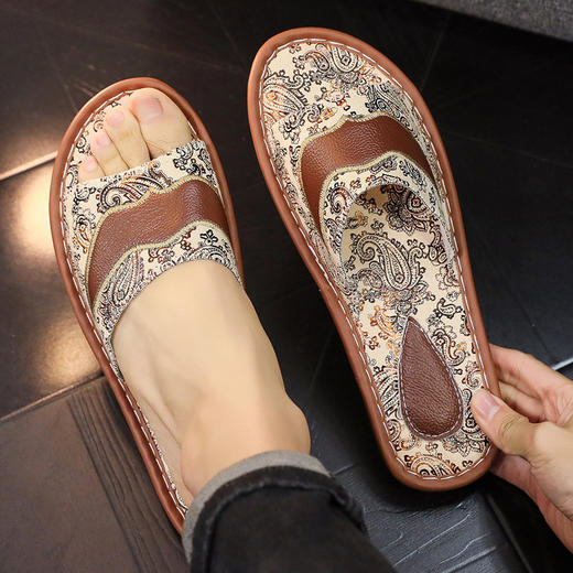 【舒适加厚柔软，凉爽不闷热！】欧式印花牛皮拖鞋，室内男女海宁拖鞋居家，夏季防滑牛皮拖鞋潮！-ry 商品图11