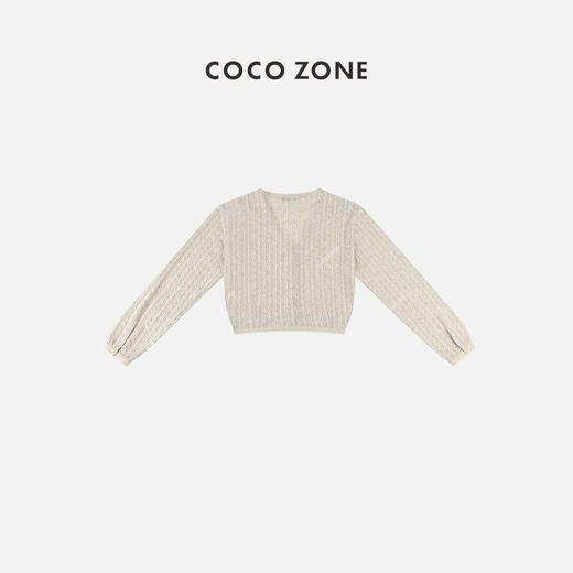 COCO ZONE 通勤风V领镂空面料设计开衫上衣   23C18862 商品图1