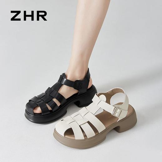 ZHR猪笼鞋2024新款夏季时尚编织罗马凉鞋舒适百搭松糕底凉鞋 商品图4