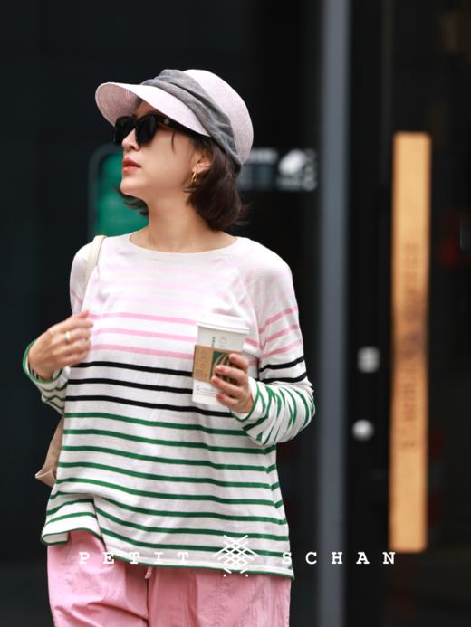 PETIT SCHAN小闪 CLO#479 ode to joy 欢乐颂 全棉撞色条纹圆领长袖针织T恤 商品图3