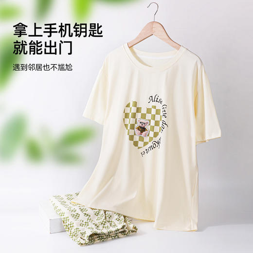 【短袖7分裤/连衣裙】熳洁儿春夏家居服女宽松舒适萌趣可爱印花圆领短袖套装睡衣可外穿24253211/24253207 商品图7