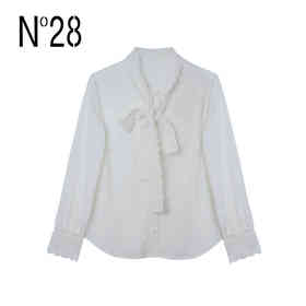 【破价】N°28 简约时尚百搭衬衫系带花边袖 V领显瘦长袖8A11C350
