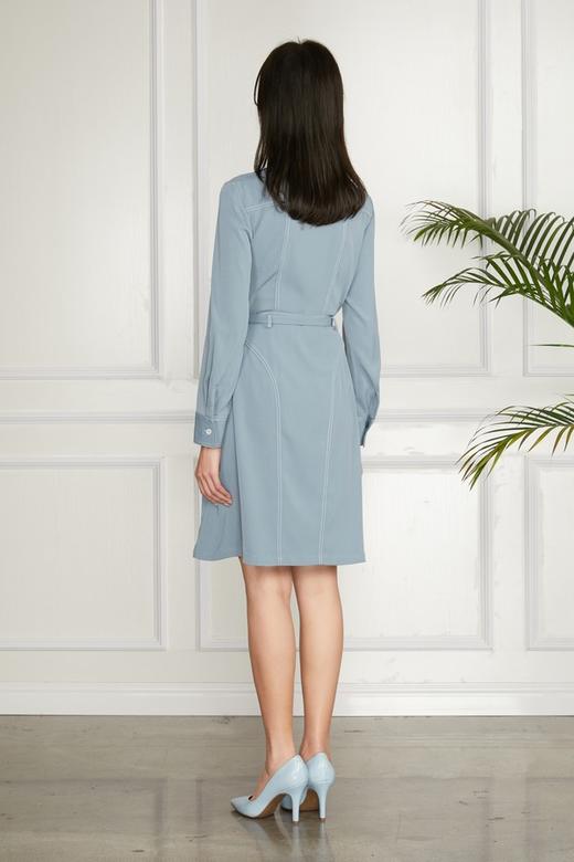 Le Malene 本布腰带收腰蓝色连衣裙 11282 商品图2