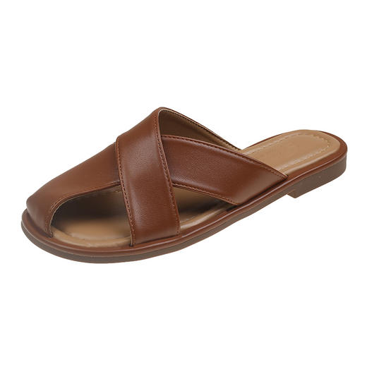 【舒适的内里，上脚亲肤又柔软！】小众设计感平底凉拖鞋女，外穿拖鞋夏新款时尚复古一脚蹬包头拖鞋女，透气不闷臭脚！-QQ 商品图4