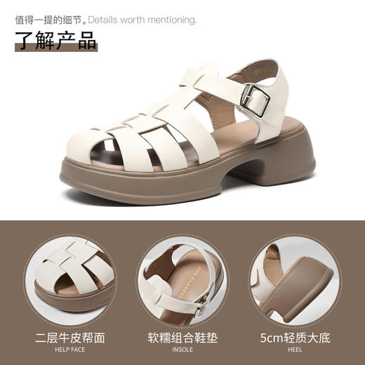 ZHR猪笼鞋2024新款夏季时尚编织罗马凉鞋舒适百搭松糕底凉鞋 商品图2