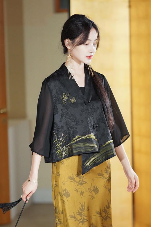 逸红颜明月优选 #『竹影』竹风雅韵新中式半身裙,斜裁鱼尾裙型,百搭舒适,松弛有度 商品图12