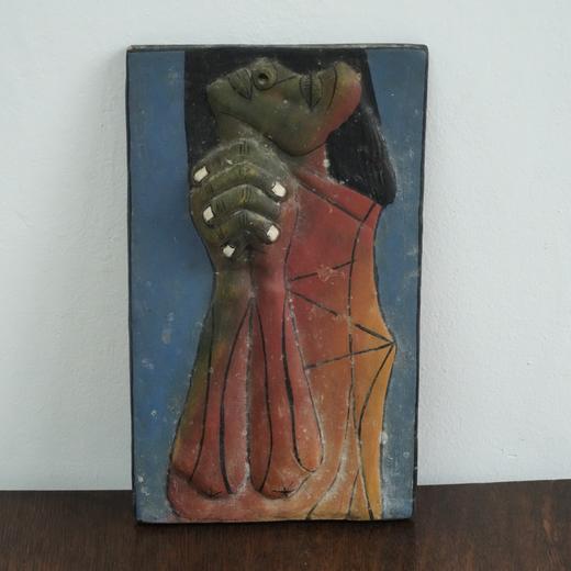 欧洲立体浮雕手绘陶板画 祈祷的女子 商品图2