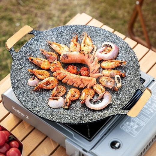 户外野炊！韩式铁板烧烤盘！】户外麦饭石卡式炉烤肉盘烧户外烤肉锅韩式铁板烧电磁炉煎烤盘家用-24XHXP008 商品图2