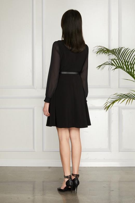 Le Malene 蕾丝领口雪纺袖连衣裙（不含腰带） 11316 商品图2