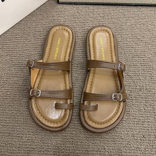 【柔软鞋垫，舒适后跟！】法式套趾凉拖鞋女外穿春夏新款，韩版仙女风复古一脚蹬凉拖-ry 商品图2