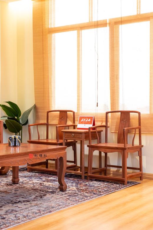 红桥红  家具严选  缅甸花梨（大果紫檀）【嘉木堂 矮靠背 南官帽椅 三件套】 商品图0