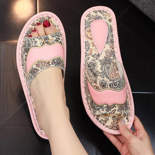 【舒适加厚柔软，凉爽不闷热！】欧式印花牛皮拖鞋，室内男女海宁拖鞋居家，夏季防滑牛皮拖鞋潮！-ry 商品图6