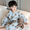 【亲子款34.9/套起】80-180码夏季A类儿童绉纱家居服套装亲子棉纱空调服男孩女童睡衣聚 商品缩略图8