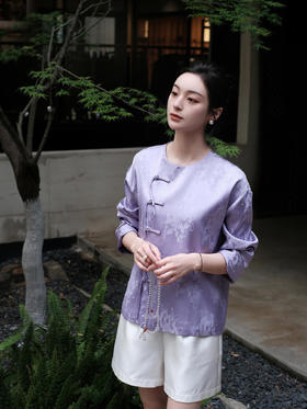  盛唐婧 |新中式流苏浮雕外套-紫色(售完不补-不退不换)
