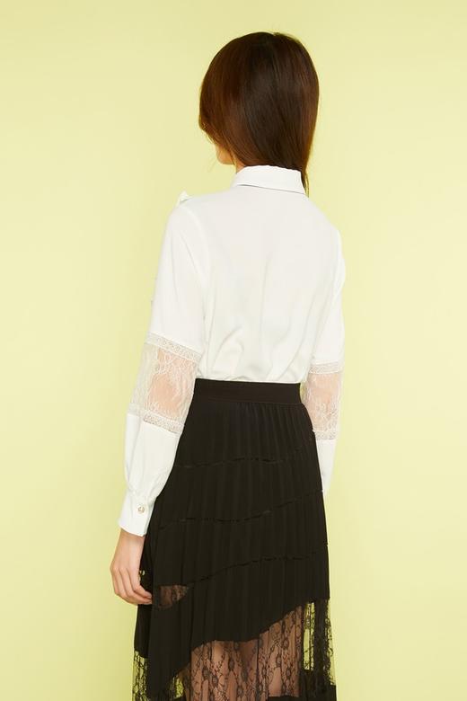 amadella 黑色飘领绑带拼接蕾丝衬衣 11295 商品图2
