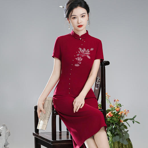 【红桃】改良国风，喜庆婚宴礼服送考旗袍裙XGT-Q24029 商品图2