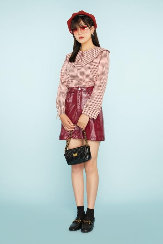 amadella 红色花边领格纹上衣 11334 商品图1